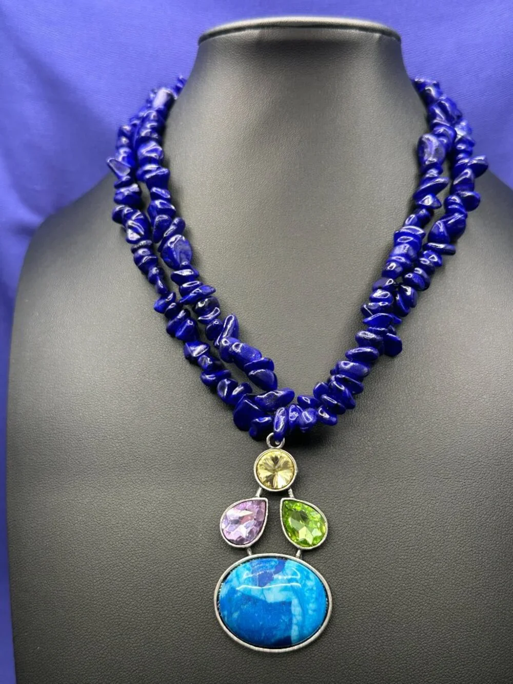 Novadab Handcrafted Cobalt Blue Nugget Crystal Pendant